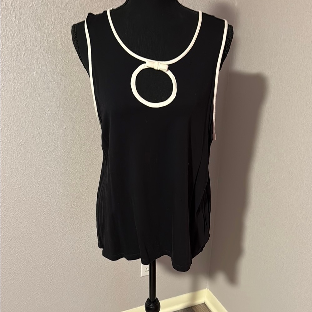 Kate Spade XL Black Sleeveless Top with White Trim